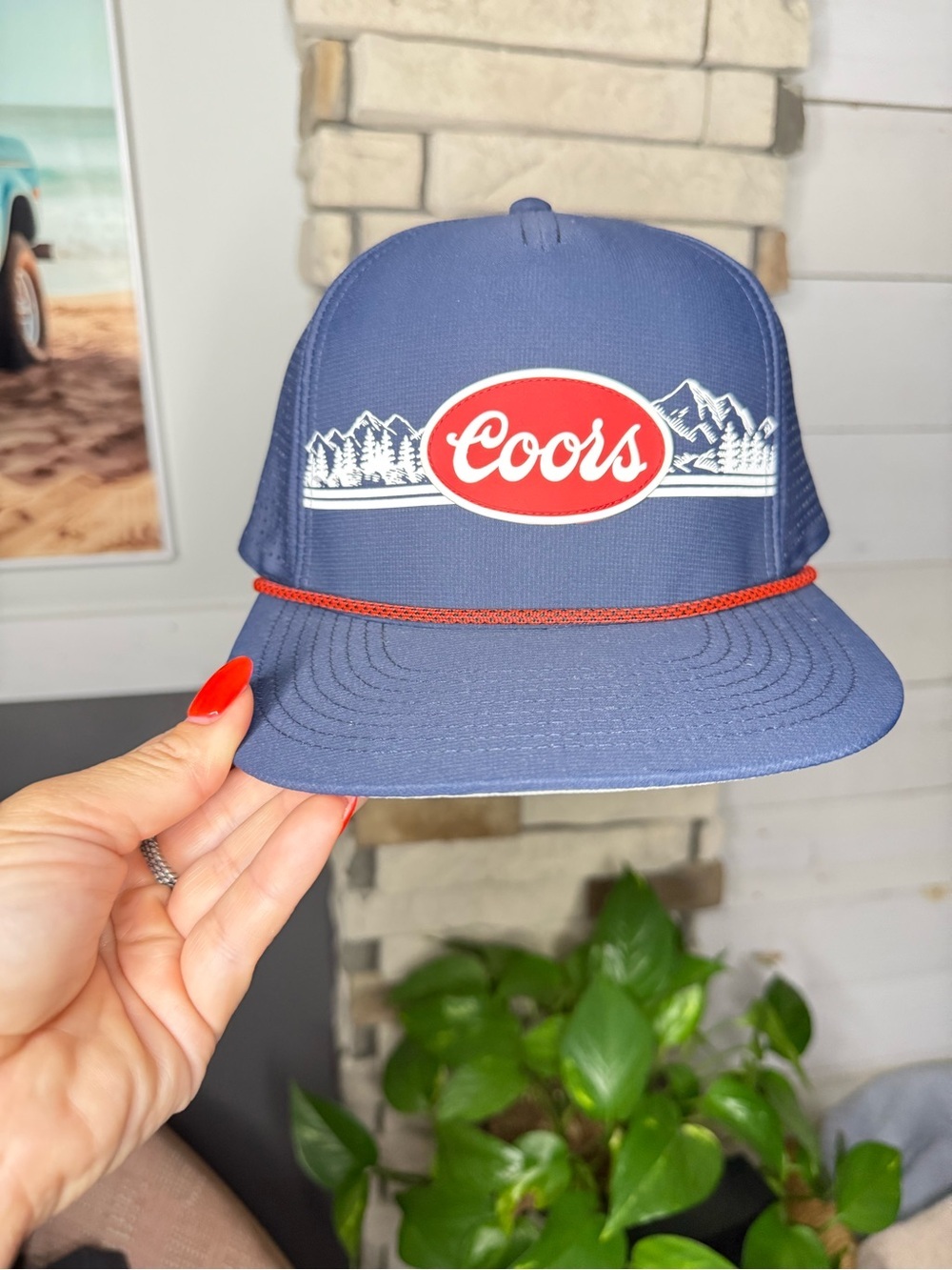 American Needle Coors Navy Blue Trucker Hat with Red Accents